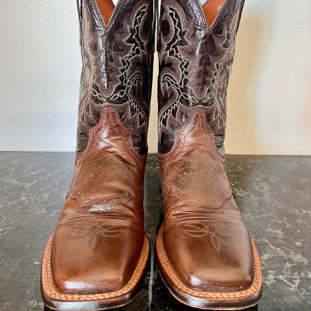 DAN POST MEN'S 11" FRANKLIN BROWN LEATHER SQUARE TOE WESTERN BOOT - Picture 3 of 8
